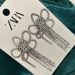 Zara floral waterfall rhinestone earrings